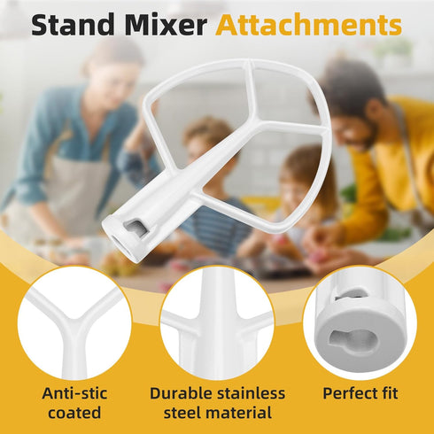 K5AB K5SS Coated Flat Beater Replacement for Kitchenaid 5 Qt Bowl Mixer, Paddle Attachment