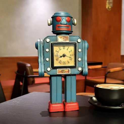 Robot Automatons Vintage Clock Bot Craft Cartoon Droid Model for Desktop Home