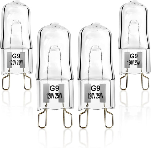 Belleone W10709921 Light Bulb - 120V 25W Halogen Fit for Whirlpool Microwave, KitchenAid, Maytag, Jenn-Air, 4 Pack