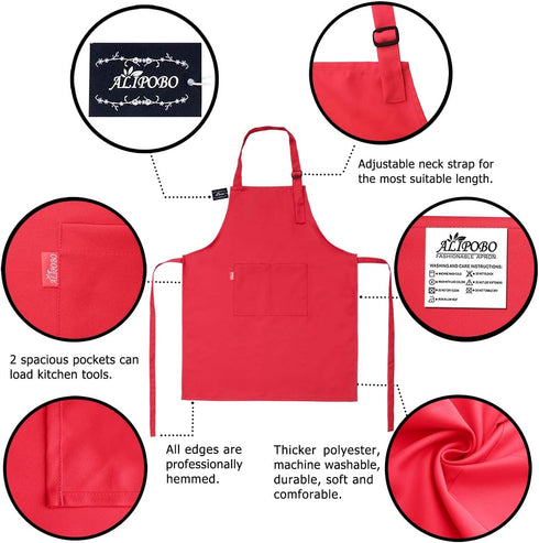 ALIPOBO Set, 2 (2-5 Kids Apron and Chef Hat Children's Adjustable Bib Apron with Pockets. Cute Boys Girls Kitchen Apron
