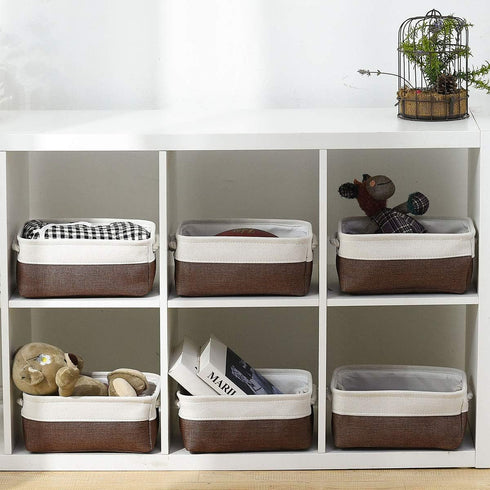 Small Storage Baskets for Shelves, Fabric Storage Baskets for Closet, Rectangular Collapsible Organizing Baskets