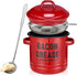 Bacon Grease Container with Strainer - Large 46OZ Red Kitchen Oil Storage