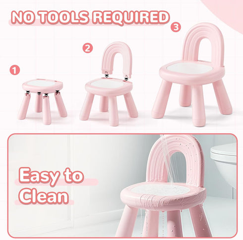 1-3, KidBloom Toddler Chair, Sturdy Anti-Tip Kids Chair, Lightweight Small Plastic Child Chair for Toddlers Rainbow