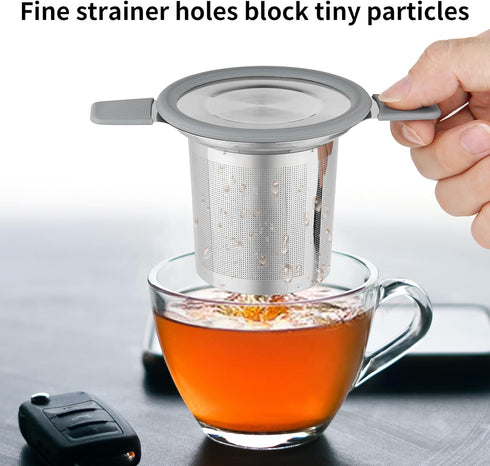 Ohtomber Tea Infuser Strainers, Stainless Steel Loose Leaf Tea Strainer Stepper with Heat Proof Double Handles, Extra