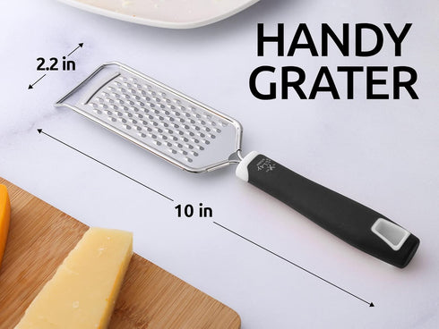 Zulay Kitchen Professional Cheese Grater, Stainless Steel, Durable Rust-Proof Metal Lemon Zester Grater, Black Handheld