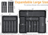 Homecor Silverware Organizer, Expandable Large Kitchen Drawer Organizer with 2 Removable Knife Blocks, Black
