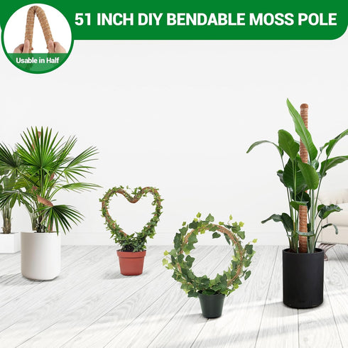Qimshemi 51-Inch (1 Pack) Moss Pole Monstera Plant Support & Stakes for Climbing Plants, Bendable Moss Poles Kit