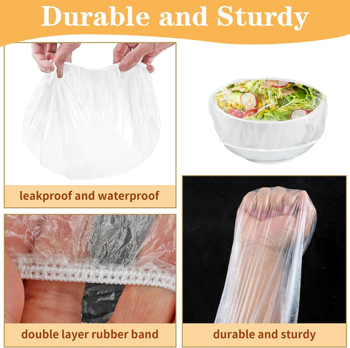 Plastic Bowl Covers, 200 PCS Reusable Food Covers, Elastic Bowl Covers for Bread Proofing