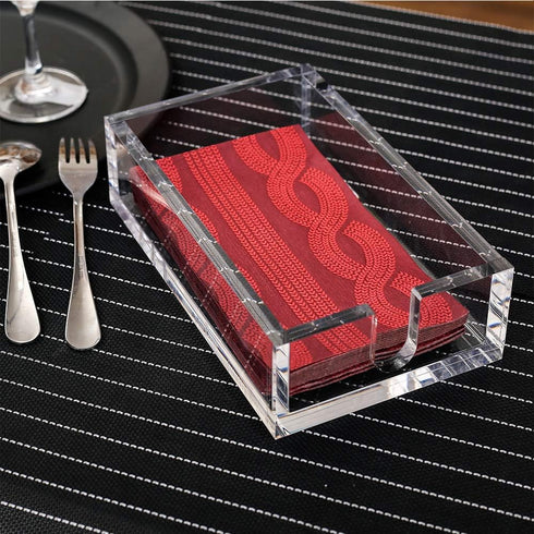 CY craft Clear Acrylic Guest Towel Napkin Holder, Modern Buffet Napkin Caddy, 9.5 x 5.5 x 2.6 Inch, Pack of 1