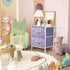 2 Stero Nightstand, Kids Dresser with Drawers, Steel Frame Bedside Furniture, Wood Top Fabric Night Stand, Colorful End