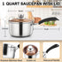 LIANYU 1QT Stainless Steel Saucepan with Lid, Small Pot for Milk, Soup, Home Kitchen, Dishwasher Safe