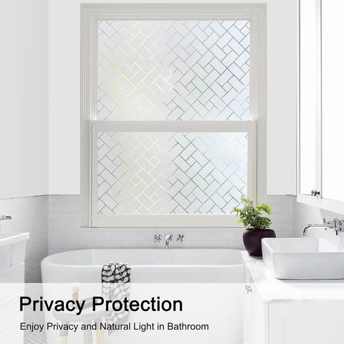 Coavas Non-Adhesive Window Privacy Film, Frosted Glass Sun Blocking Heat Control UV Blocking, 17.5 x 118 inches