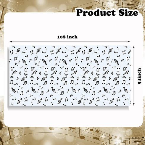 108 x 54 Inch Musical Notes Tablecover, Disposable Plastic Tablecloth for Birthday Party Decoration Supplies (2 Pieces)