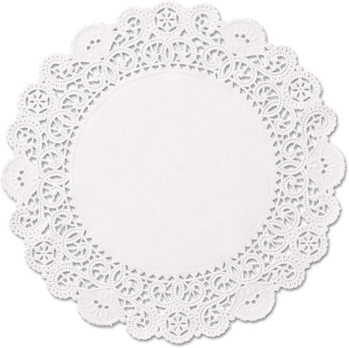 Round Paper Lace Table Doilies – 12 inch White Decorative Disposable Placemats; Made in Canada (Pack of 50)
