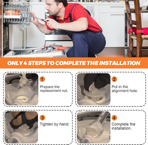 Dishwasher Lower Spray Arm Retainer Nut 9742945 for Whirlpool Kenmore Kitchen-Aid Dishwasher - Replace WP9742945