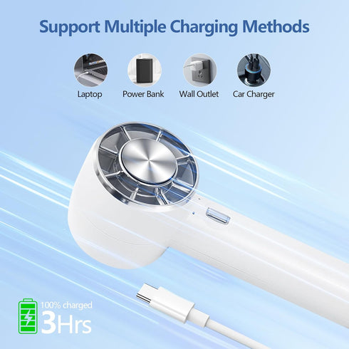Handheld Portable Turbo Fan with Cold Compress, 2 in 1 High-Speed Mini Travel Fan, 4200mAh Rechargeable Battery
