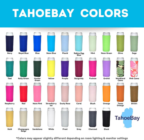 TahoeBay Slim Can Cooler Sleeves (12-Pack) for Skinny Tall Cans 12 Oz Bulk Thin Seltzer Fit Sublimation Blanks for