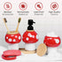 Set Mushroom Bathroom Decor Ceramic Soap Dispenser, Toothbrush Holder, Canister, and Soap Dish with Bamboo Accessories
