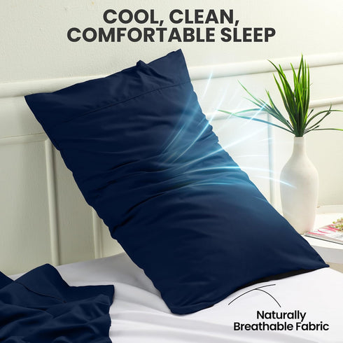 Utopia Bedding King Size Pillow Cases - 2-Pack Soft Brushed Microfiber, Oeko-TEX Certified, 20x40 Inches (Navy)