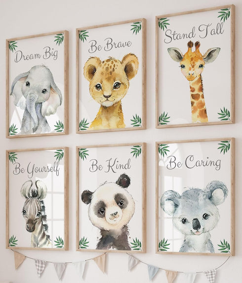 Baby Safari Animals for Girl or Boy Nursery Bedroom, Set of 6