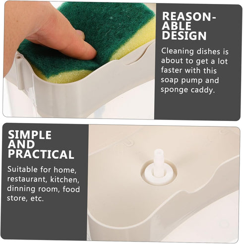 Amosfun Soap Dispenser Sponge Kitchen Gadget Set - Soap Pump Dispenser Kitchen Countertop Organizer
