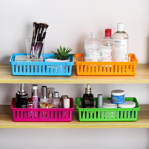 DEAYOU 16 Pack Classroom Storage Baskets - Colorful Plastic Organizer Bins for Home School Office