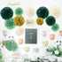 NICROLANDEE 12 PCS Green Wedding Party Decorations, Emerald Green Ivory Tissue Paper Pom Poms for Baby Shower