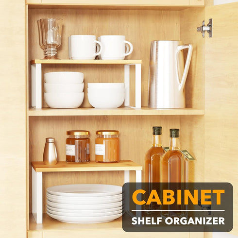 2 Pack, Counter SpaceAid Cabinet Shelf Organizers Kitchen Rack Shelves Riser, Stackable Expandable Spice Rack, Pantry