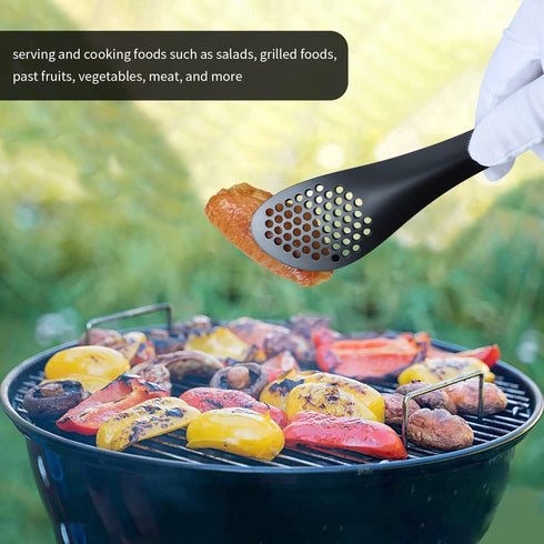 MSY BIGSUNNY Stainless Steel Buffet Tongs, 9" Kitchen Food Tong for Cooking and Serving (Black)