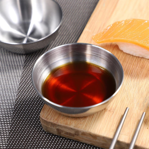 Healeved 8pcs Stainless Steel Sauce Dishes | Round Seasoning Dishes & Mini Appetizer Plates | 3.15 Inch