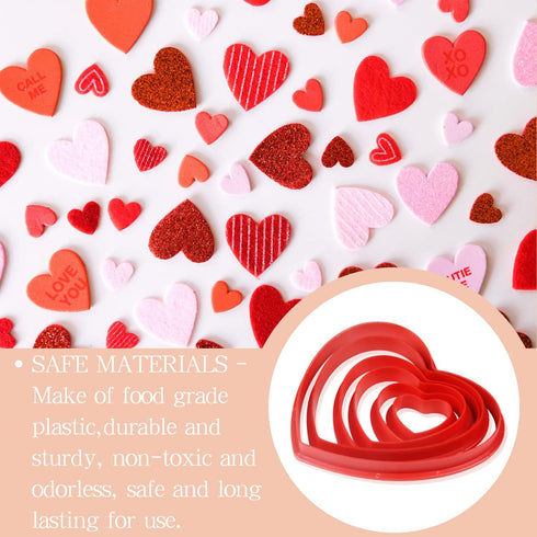 Heart Cookie Cutter Set of 6 Pieces for Valentine's Day, Wedding, Birthday Baking