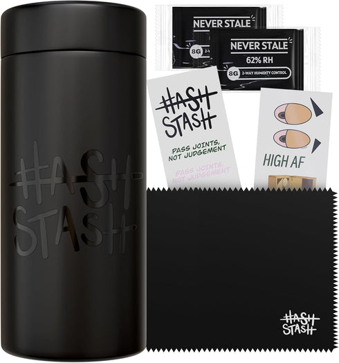 Storage Jar - 1oz Air Tight Sealed Container with 2 Humidity Packs, Microfibre Cloth & Stickers, Matte Finish Jar