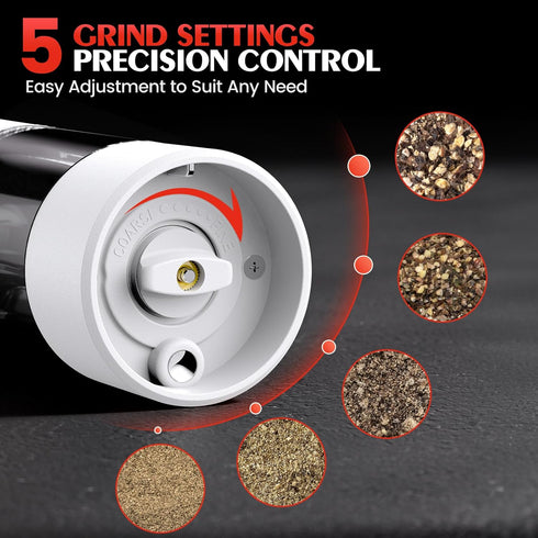 Set Electric Salt and Pepper Grinder Automatic Battery Pepper Mill Shakers Kitchen Gadgets Adjustable Coarseness