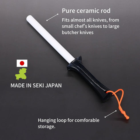 Seki Japan Chef Knife Sharpening Rod, 6 Inch Durable Ceramic Honing Steel Sharpener