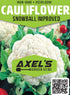 Axel's Garden Seeds Packet (200 1 Packet Snowball Cauliflower Seeds for Planting - Non-GMO Heirloom with Instructions