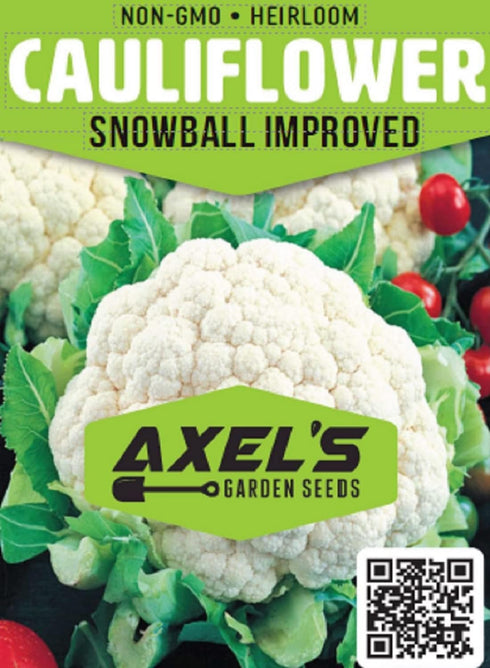 Axel's Garden Seeds Packet (200 2 Packets Snowball Cauliflower Seeds for Planting - Non-GMO Heirloom with Instructions