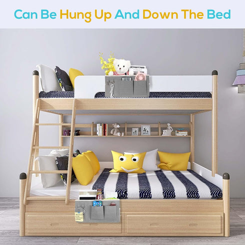 2pcs Kanrichu Bedside Caddy Hanging Storage Bag, Water Cup Holders, Organizer Baskets with Pockets for Bunk Bed Shelf