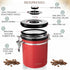 Mixpresso 16 Oz Red Coffee Canister, Stainless Steel Airtight Container with Date Tracker, Vacuum Sealed
