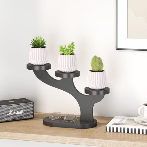 3 Bamboo Tabletop Plant Stand Indoor, Tier Wood Desktop Small Plant Shelf Window Sill Flower Holder Mini Tiered Plant