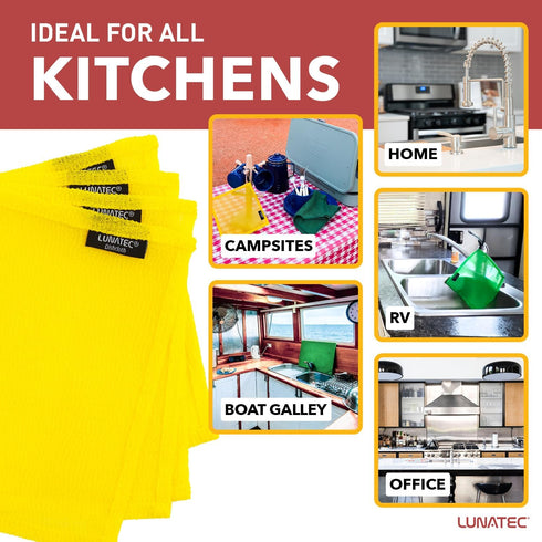 Odor-Free Kitchen Dishcloths, A Scrubber and Scouring Pad for All Surfaces, 4-Pack