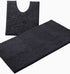 Luxurious 2-Piece Bathroom Rug Set in Charcoal - Chenille Bath Mat + U-Shaped Toilet Mat, Plush Anti-Slip Design