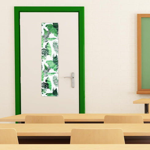 2 Pcs Blackout Window Shades for Classroom, 8 x 36 Inches Tropical Leaves Patterns Side Door Window Curtain