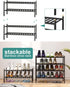 2-Tier Closet, viewcare Black Bamboo Shoe Rack for Entryway, Stackable | Foldable | Natural, Shoe Shelf Storage