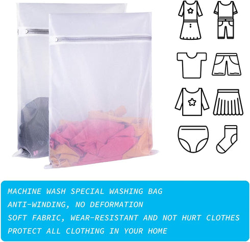 Mesh Wash Bag for Washing Machine - Supper Zipper Net Laundry Bag for Travel, Lingerie, Sweater, Garment, Undergarment,