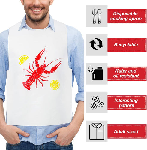 50 Pack Hotop Plastic Disposable Bibs Seafood Boil Party Supplies Shrimp Crab Boil Accessories Shrimp Feasts