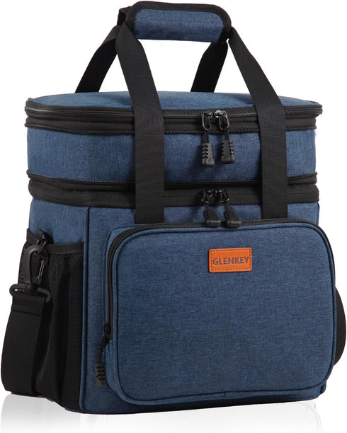 Expandable Large Lunch Box, Insulated Heavy Duty Waterproof Cooler Bag for Men Women, 16L, Blue, GLENKEY