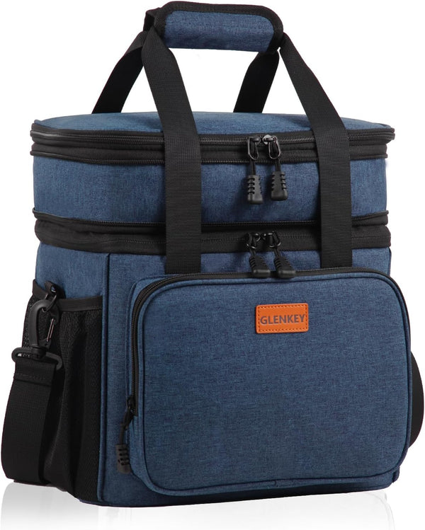 Expandable Large Lunch Box, Insulated Heavy Duty Waterproof Cooler Bag for Men Women, 16L, Blue, GLENKEY