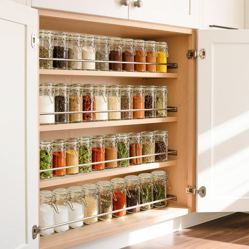 4 oz 6 Pack ComSaf Glass Spice Jars with Airtight Clamp Lids, Small Swing Top Glass Containers for Herb Storage, Pantry