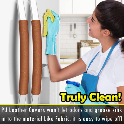 Refrigerator Door Handle Covers - 6PCS Leather Kitchen Appliance Handle Covers, Keep Fridge, Microwave, Oven Clean