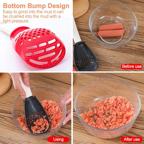 2PCS Kitchen Cooking Spoon Set, Multifunctional Skimmer Scoop Food Strainers, Non-stick Small Spatula (Black and Red)